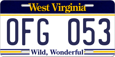WV license plate OFG053