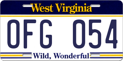 WV license plate OFG054