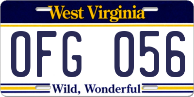 WV license plate OFG056
