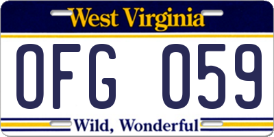 WV license plate OFG059