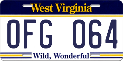 WV license plate OFG064