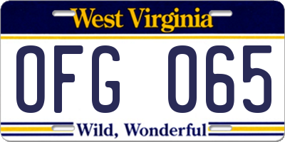 WV license plate OFG065
