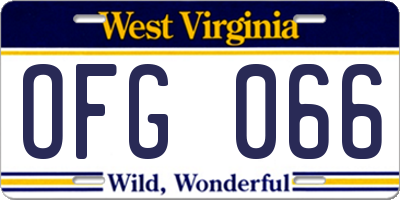 WV license plate OFG066
