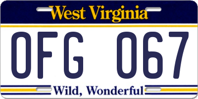 WV license plate OFG067