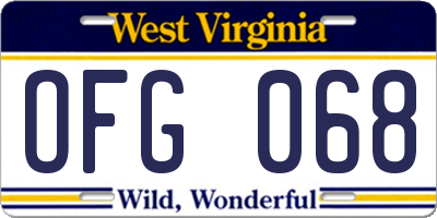 WV license plate OFG068