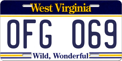 WV license plate OFG069