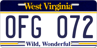 WV license plate OFG072