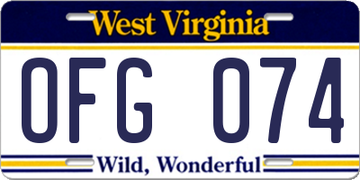 WV license plate OFG074