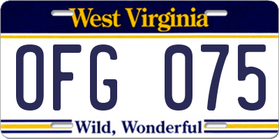 WV license plate OFG075