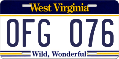 WV license plate OFG076