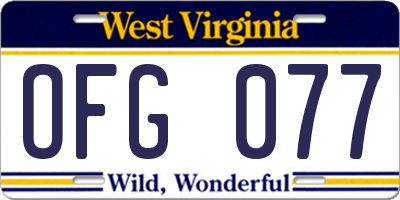 WV license plate OFG077