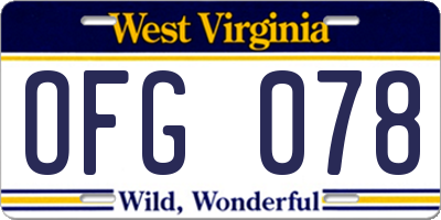 WV license plate OFG078