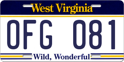 WV license plate OFG081