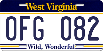 WV license plate OFG082