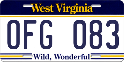 WV license plate OFG083
