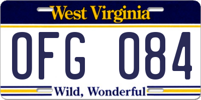 WV license plate OFG084