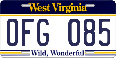 WV license plate OFG085