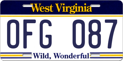 WV license plate OFG087