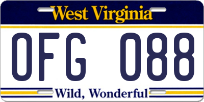 WV license plate OFG088