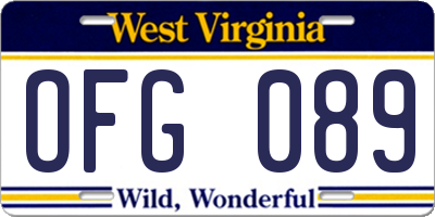 WV license plate OFG089
