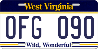 WV license plate OFG090