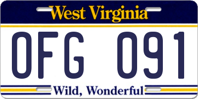 WV license plate OFG091