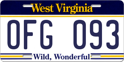 WV license plate OFG093