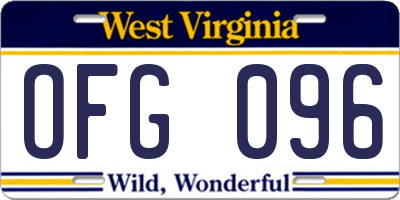 WV license plate OFG096