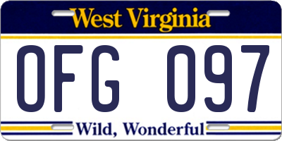 WV license plate OFG097