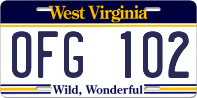 WV license plate OFG102