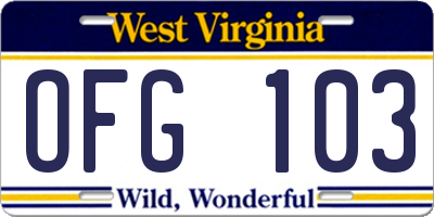 WV license plate OFG103
