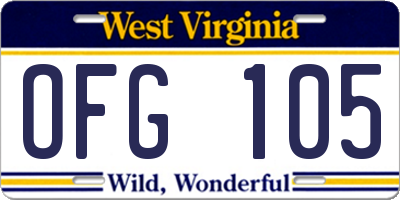 WV license plate OFG105