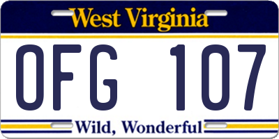 WV license plate OFG107