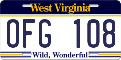 WV license plate OFG108