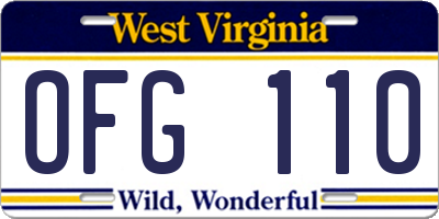 WV license plate OFG110