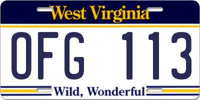 WV license plate OFG113