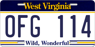 WV license plate OFG114