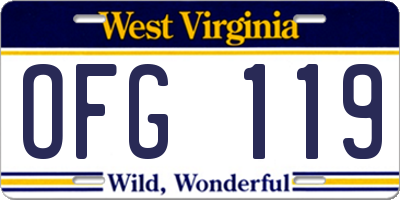 WV license plate OFG119