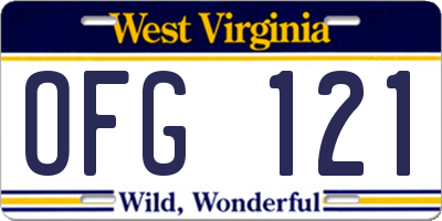 WV license plate OFG121