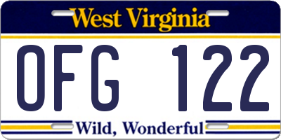 WV license plate OFG122