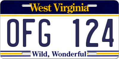 WV license plate OFG124