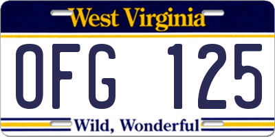 WV license plate OFG125