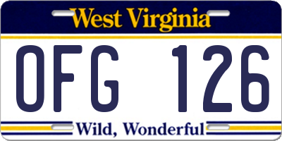 WV license plate OFG126