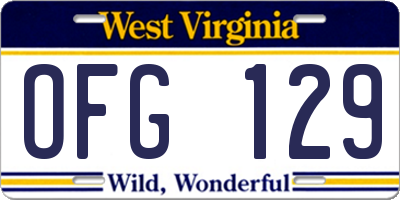 WV license plate OFG129