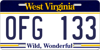WV license plate OFG133