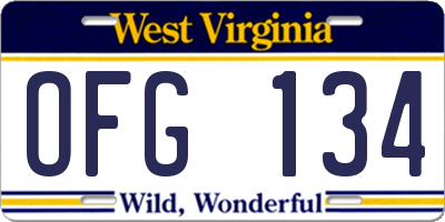 WV license plate OFG134