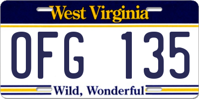 WV license plate OFG135