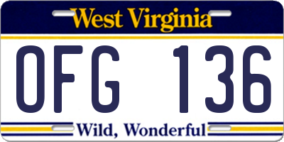 WV license plate OFG136