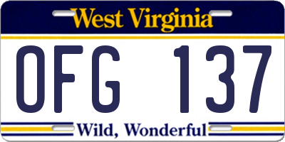 WV license plate OFG137