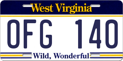 WV license plate OFG140